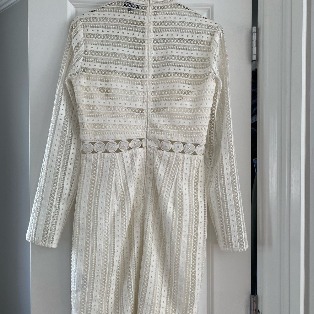 Bardot Ivory Lace Long-Sleeve Midi Dress